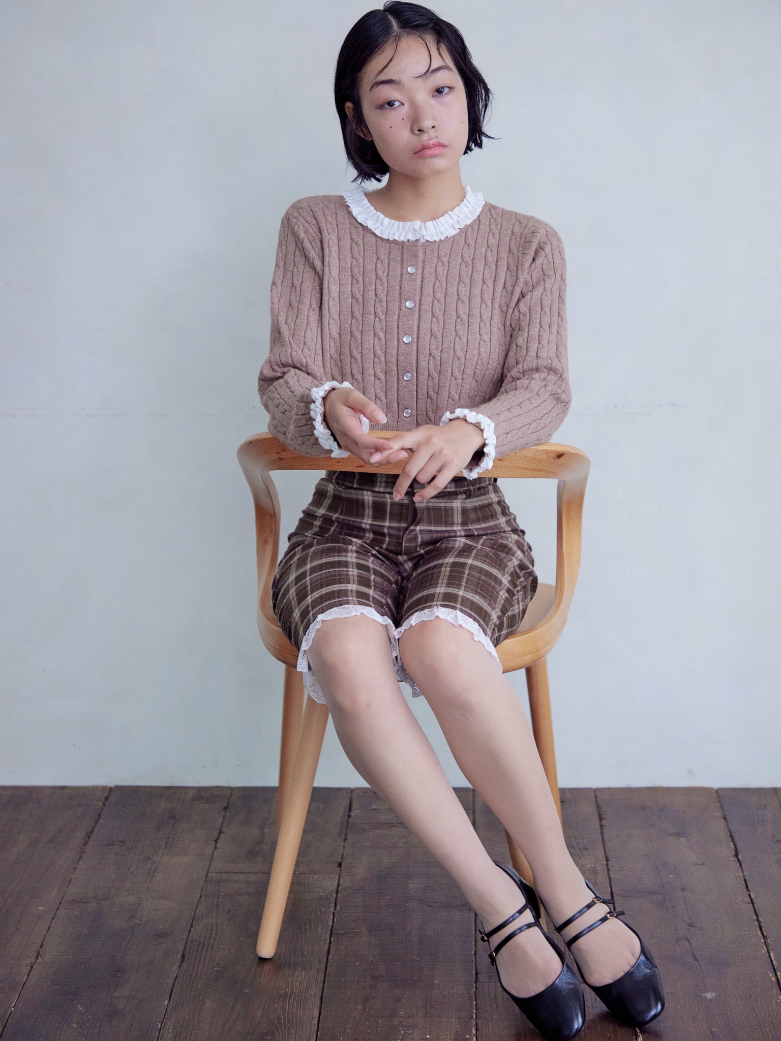 Hem lace sabrina pants ブラウン size:M model:161cm 富樫かなえ