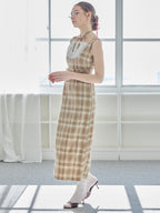 Ribbon waist dress チェック size:M model:171cm ANIUTA