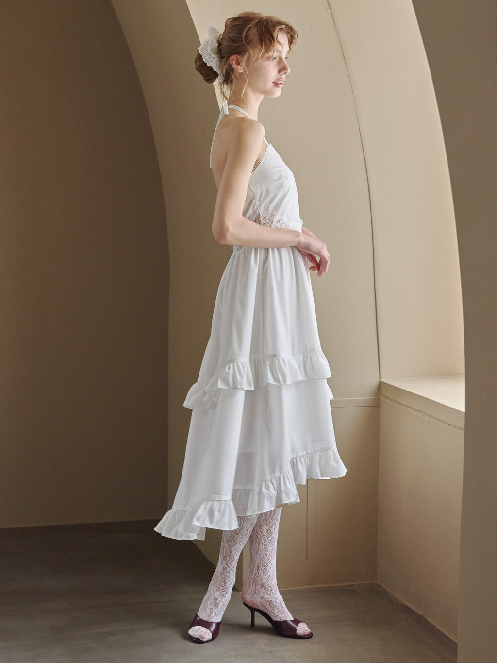 Lily embroidered apron long dress ホワイト size:M model:175cm MARTA