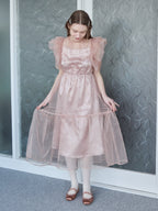 Dot organdy dress ピンクベージュ size:M model:171cm ANIUTA