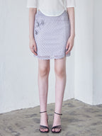 Rose crochet mini skirt サックス size:M model:170cm ALICE