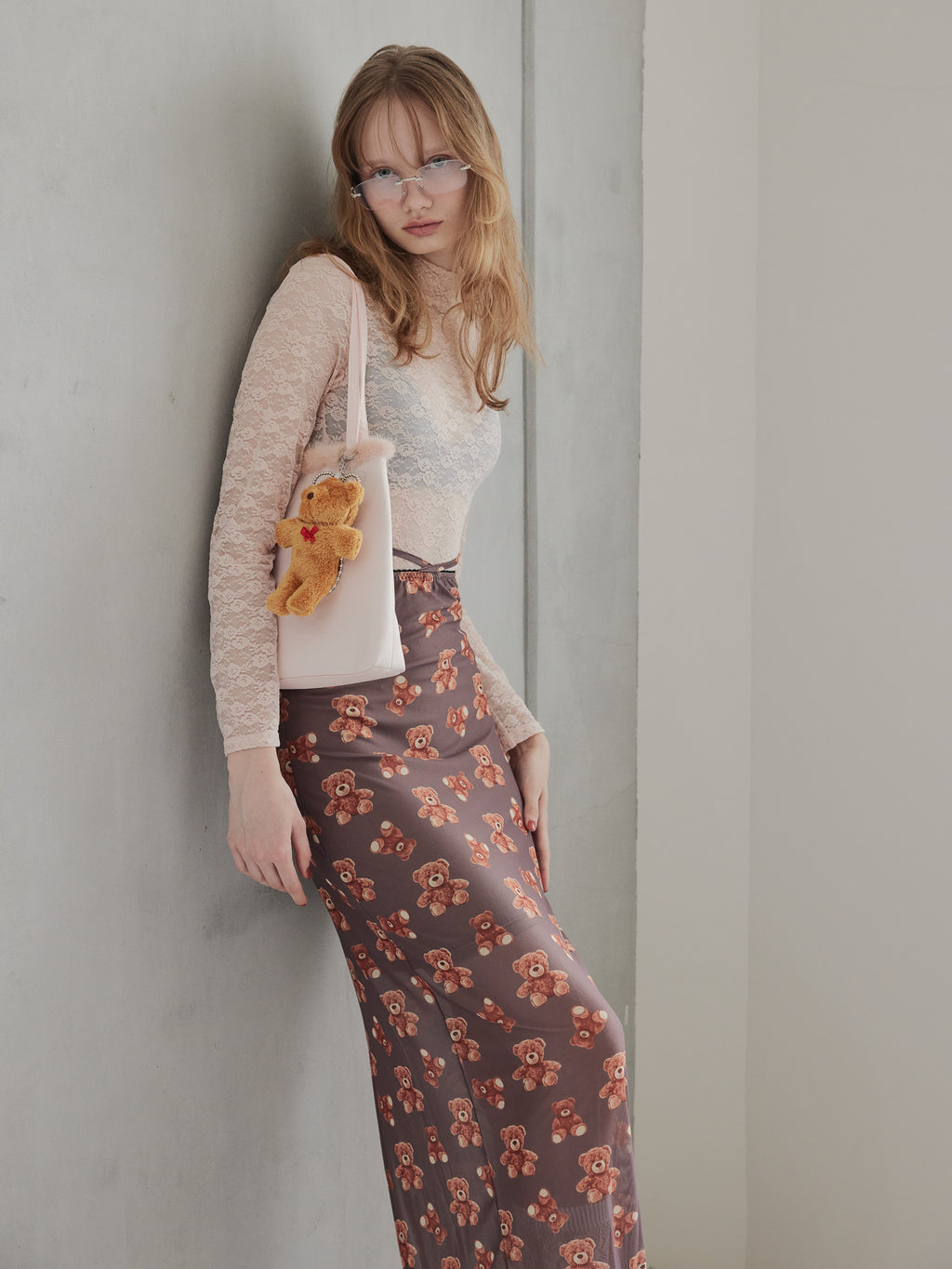 Teddy bear tulle skirt モカ size:M model:173cm DASHA.G