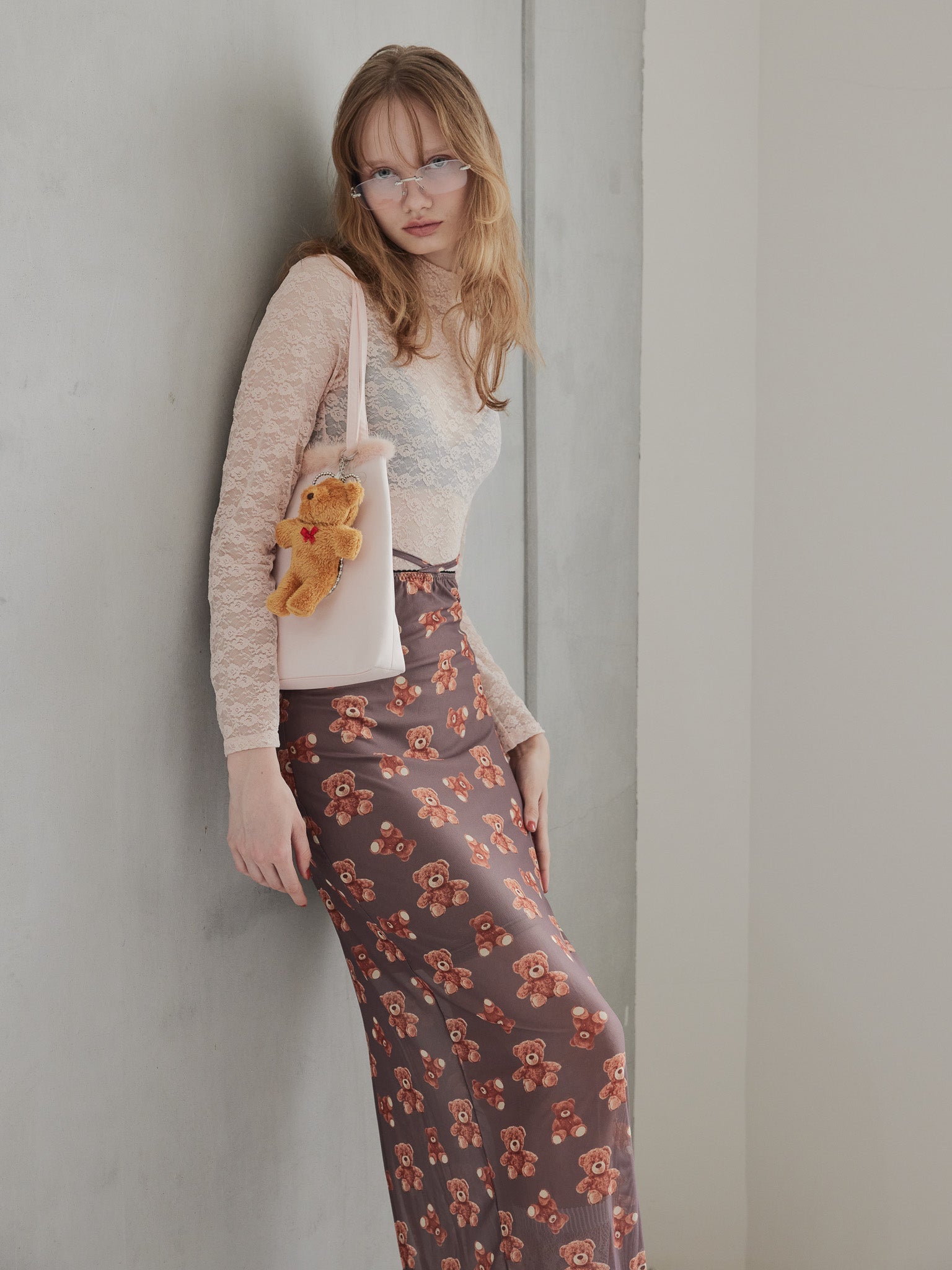 Teddy bear tulle skirt モカ size:M model:173cm DASHA.G