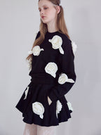 Many rose sweat balloon skirt ブラック size:M model:173cm ALINA