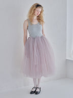 Volume tulle skirt tank dress グレー size:M model:173cm Olesia