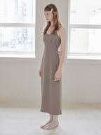 Ribbon embroidered satin cami dress モカ size:M model:173cm DASHA.G