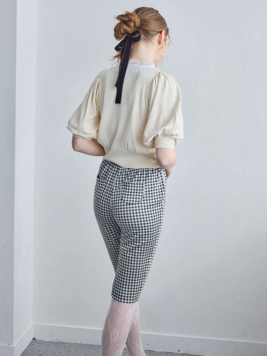 Lace collar puff sleeve cardigan クリーム size:M model:171cm ANIUTA