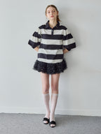 Rugby shirt and frill pants skirt ブラック size:M model:171cm ANIUTA