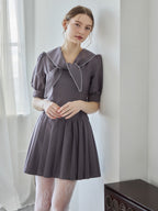 Low waist pleated mini dress グレー size:M model:171cm ANIUTA