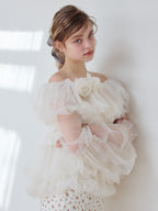 Rose tulle off shoulder blouse ホワイト size:M model:174cm KATERYNA