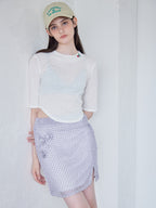 Rose crochet mini skirt サックス size:M model:170cm ALICE