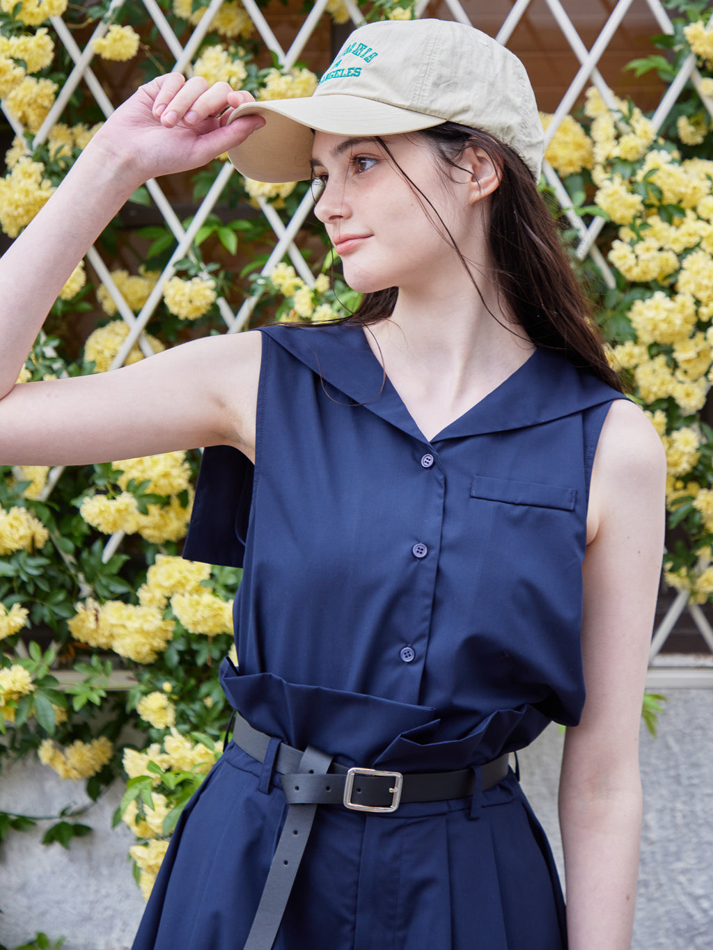 Rhinestone logo sailor collar shirt ネイビー size:M model:170cm ALICE