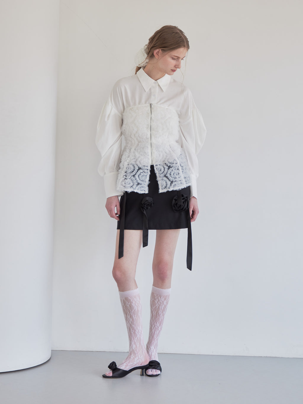 Rose mini skirt ブラック size:M model:174cm LERA