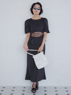 Fur satin bag ホワイト size:M model:161cm 富樫かなえ