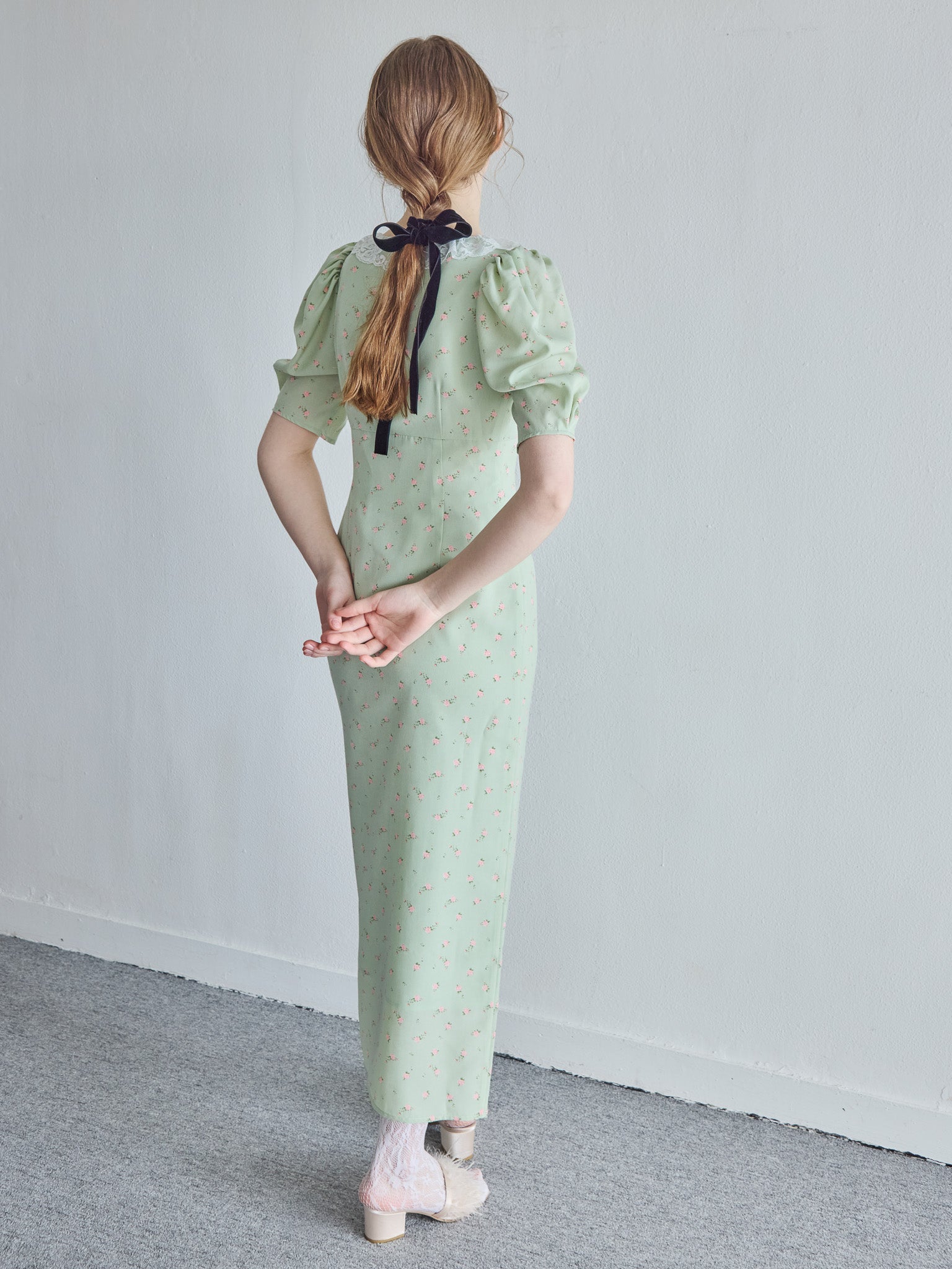 Decollete lace dress ミント size:M model:171cm ANIUTA