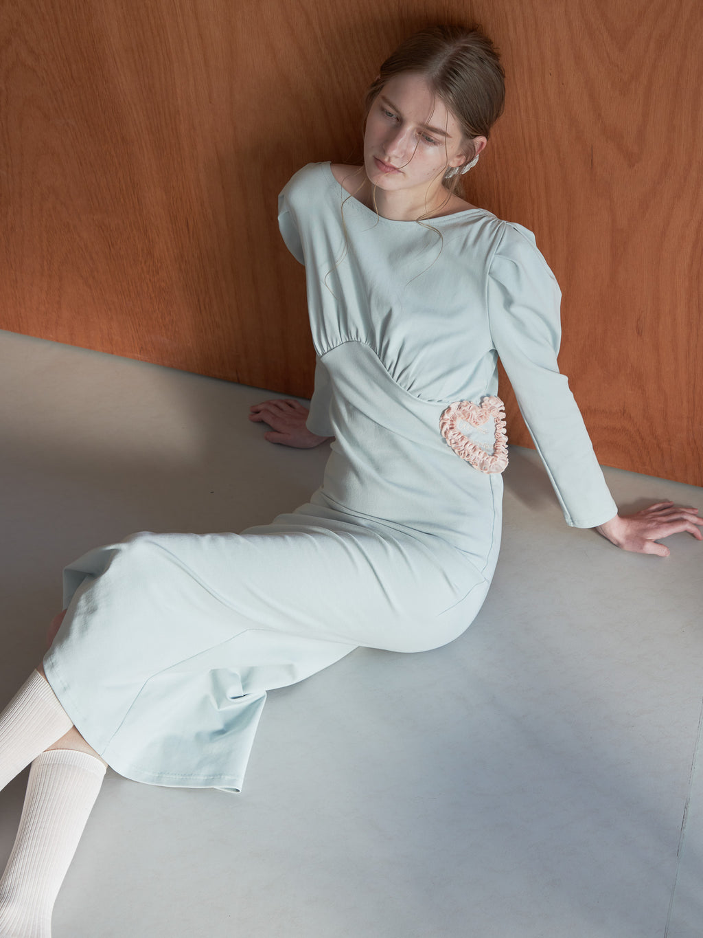 I miss you heart cut dress ミント