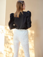 Tulip embroidered volume sleeve blouse ブラック size:M model:174cm KATERYNA