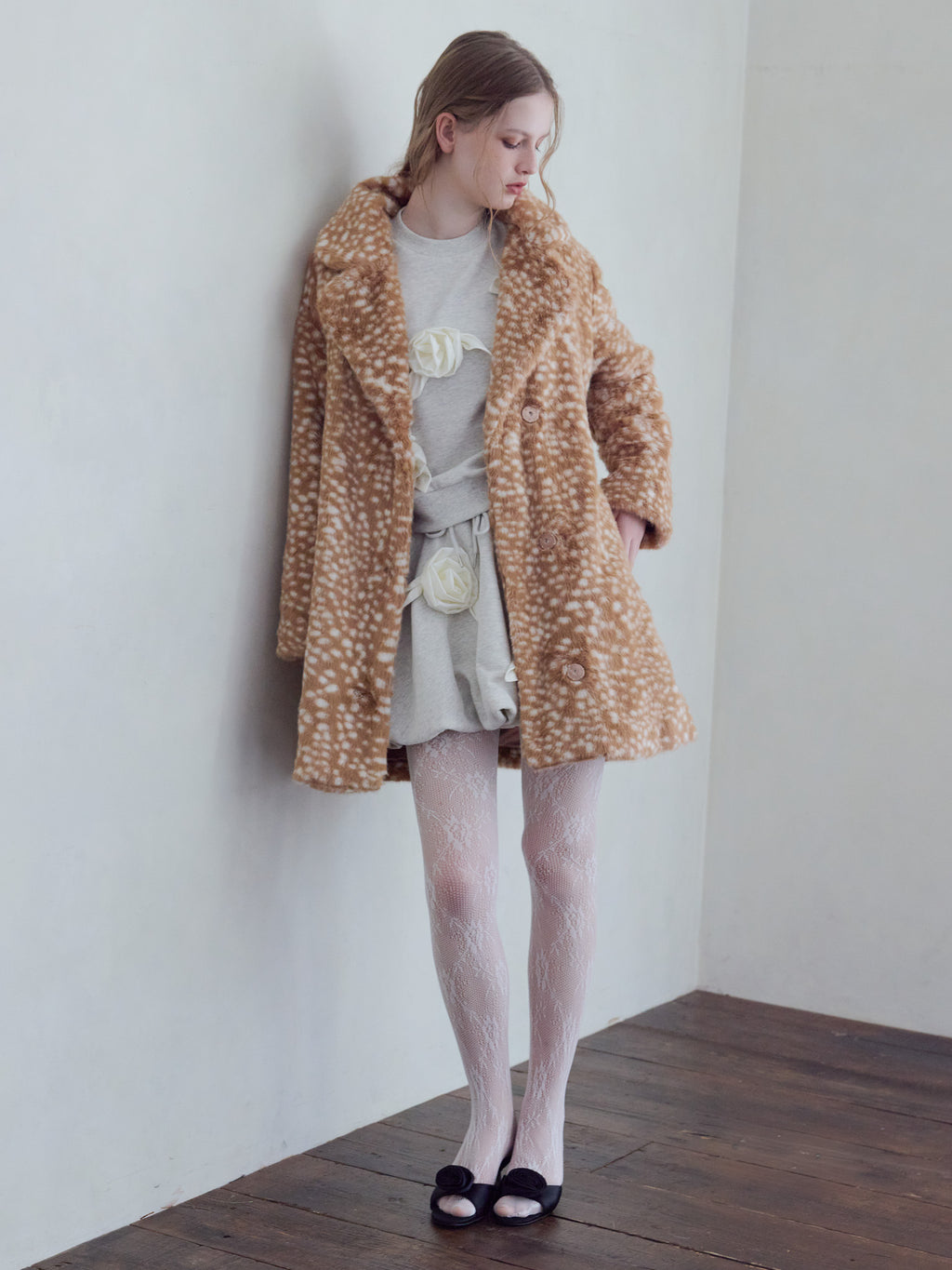 Many rose sweat top グレー size:M model:173cm ALINA