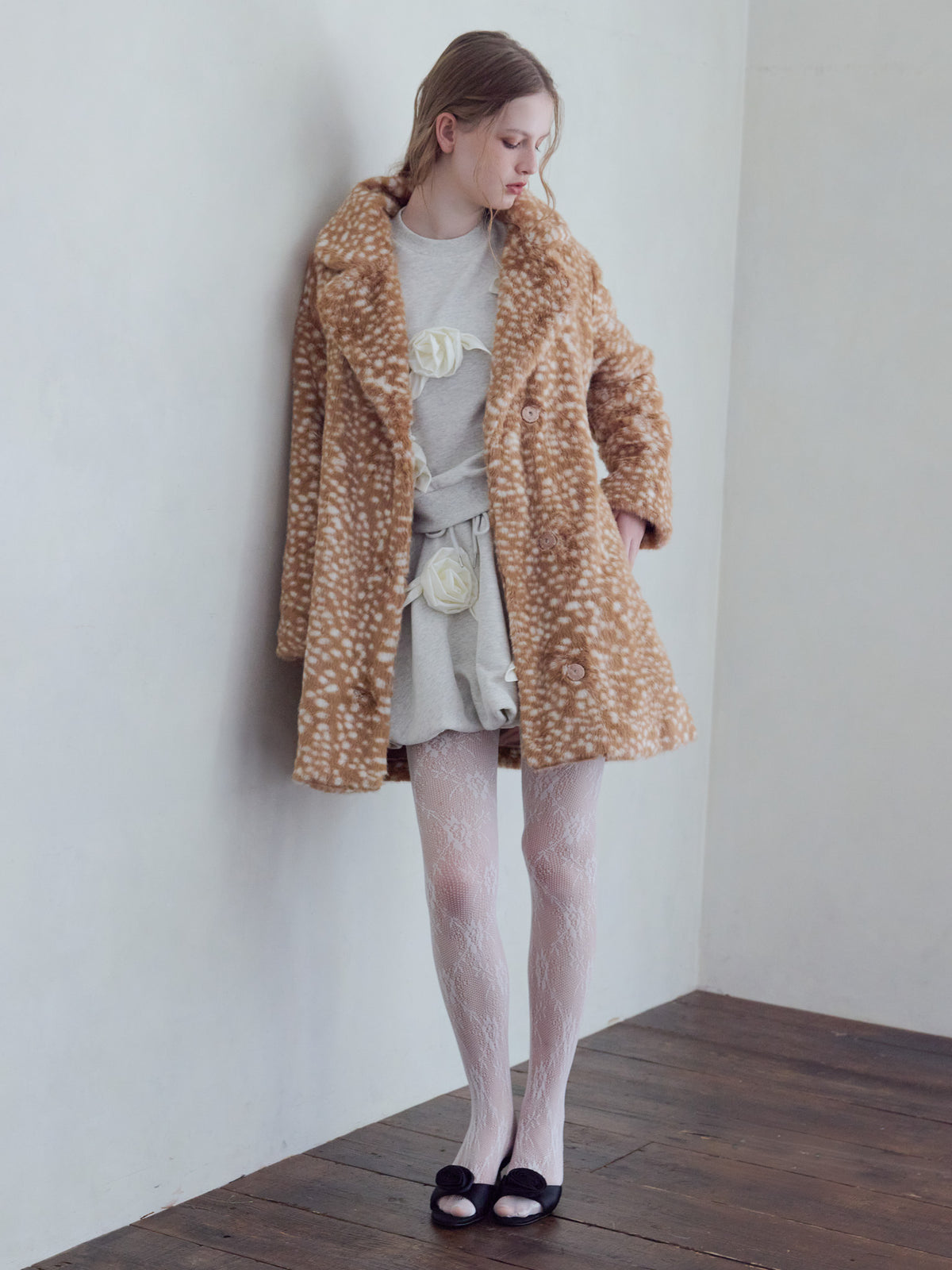Many rose sweat top グレー size:M model:173cm ALINA