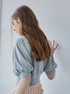Lace collar puff sleeve cardigan グレー size:M model:171cm ANIUTA