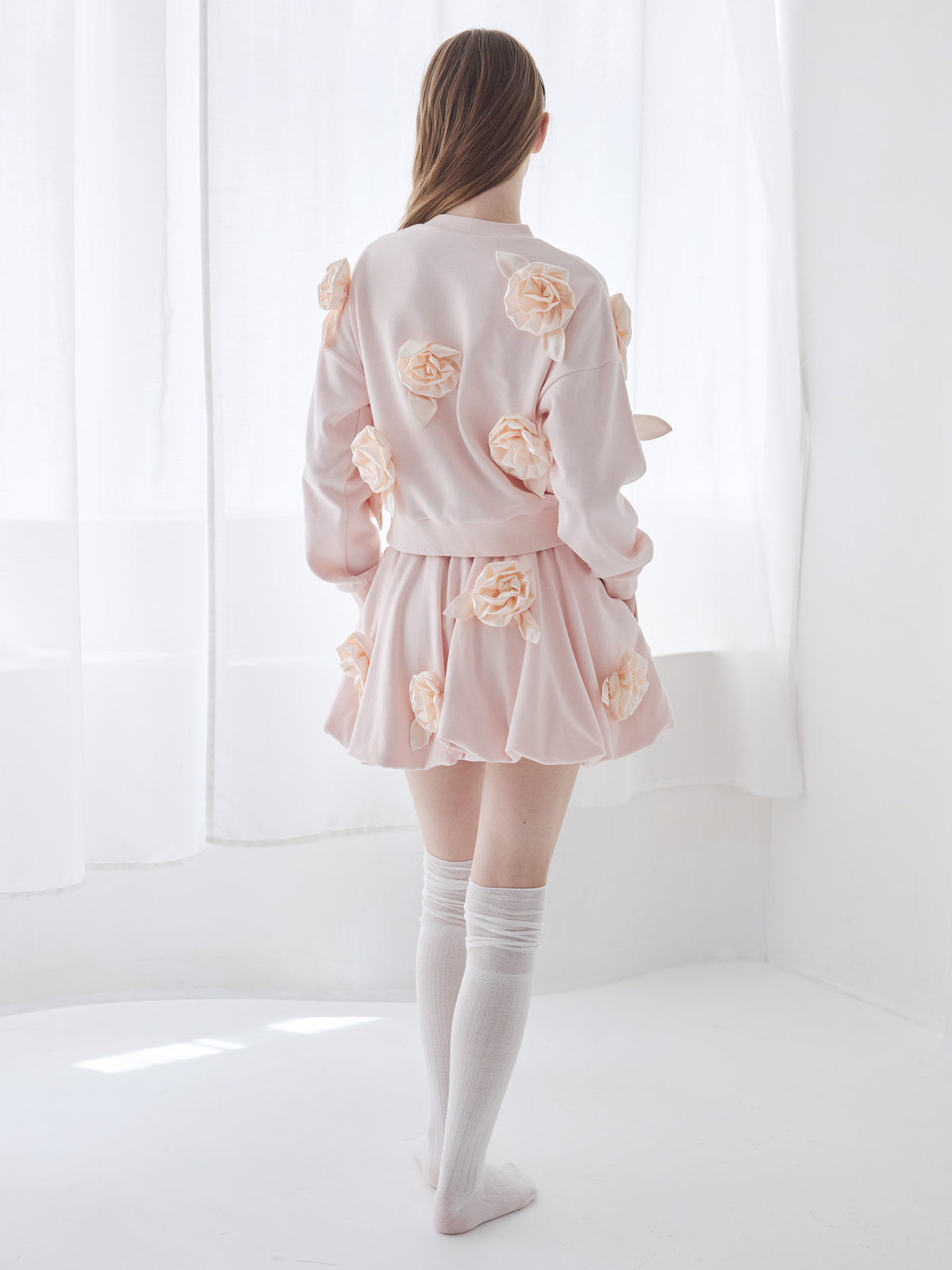 Many rose sweat balloon skirt ピンク size:M model:173cm ALINA