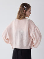 Many rose embroidery cardigan ピンク size:M model:173cm ALINA