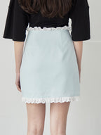 Lace trimming mini skirt ミント size:M model:172cm GINEVRA