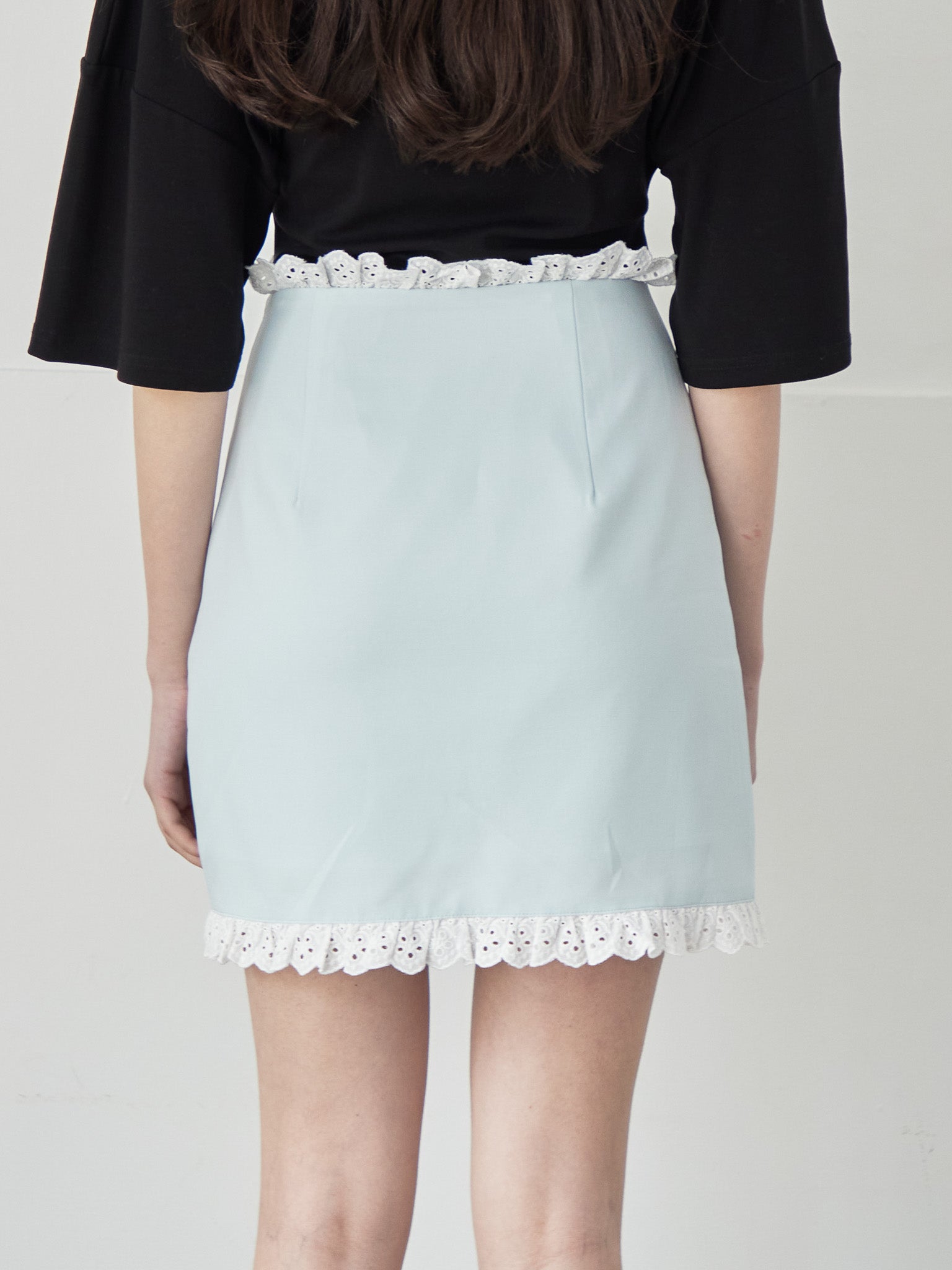 Lace trimming mini skirt ミント size:M model:172cm GINEVRA