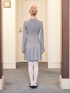 Low waist pleated glitter knit dress グレー size:M model:163cm MINAMI