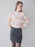 Many rose sweat top ピンク size:M model:173cm ALINA