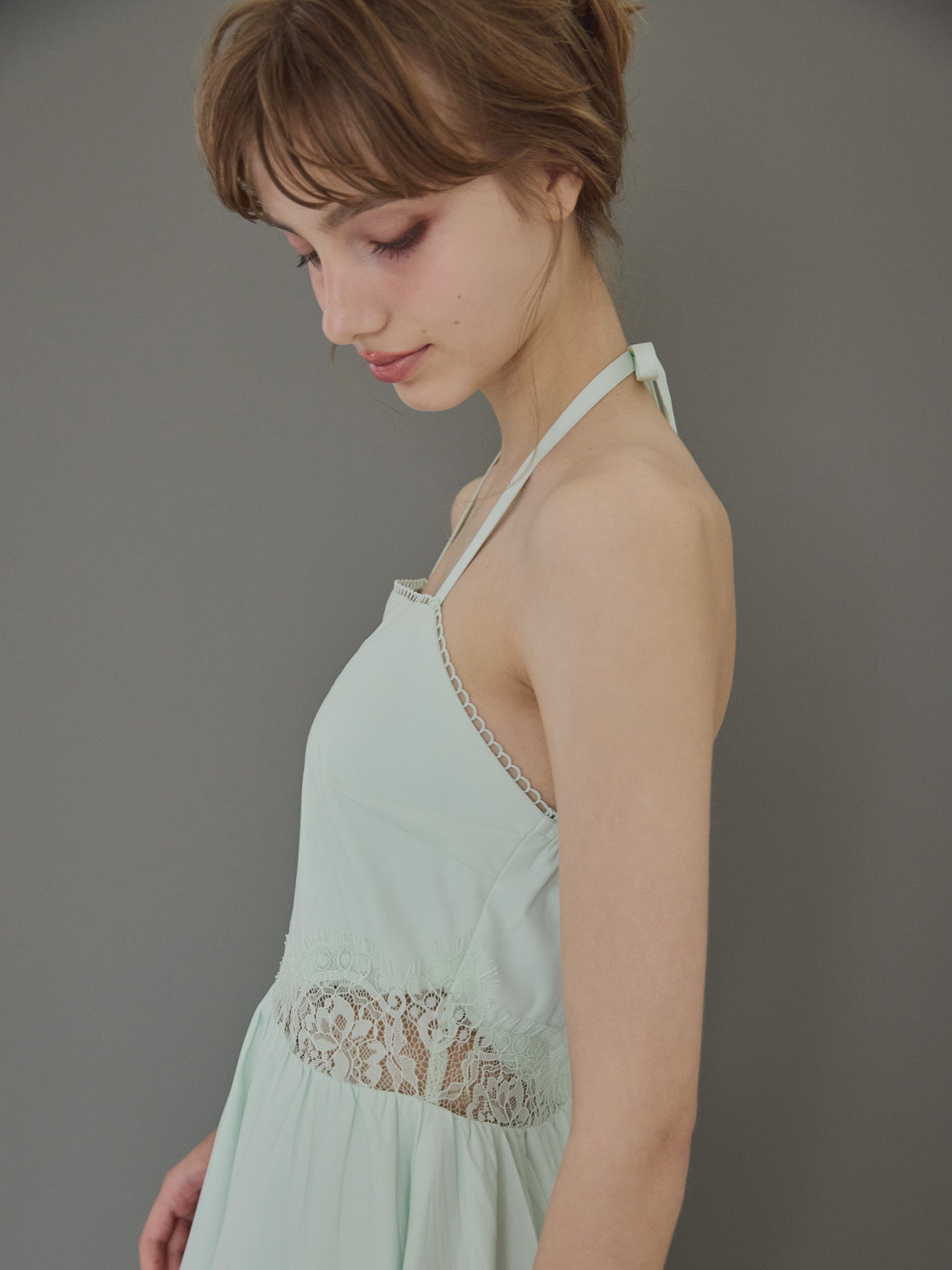 Lily embroidered apron long dress ミント size:M model:175cm MARTA