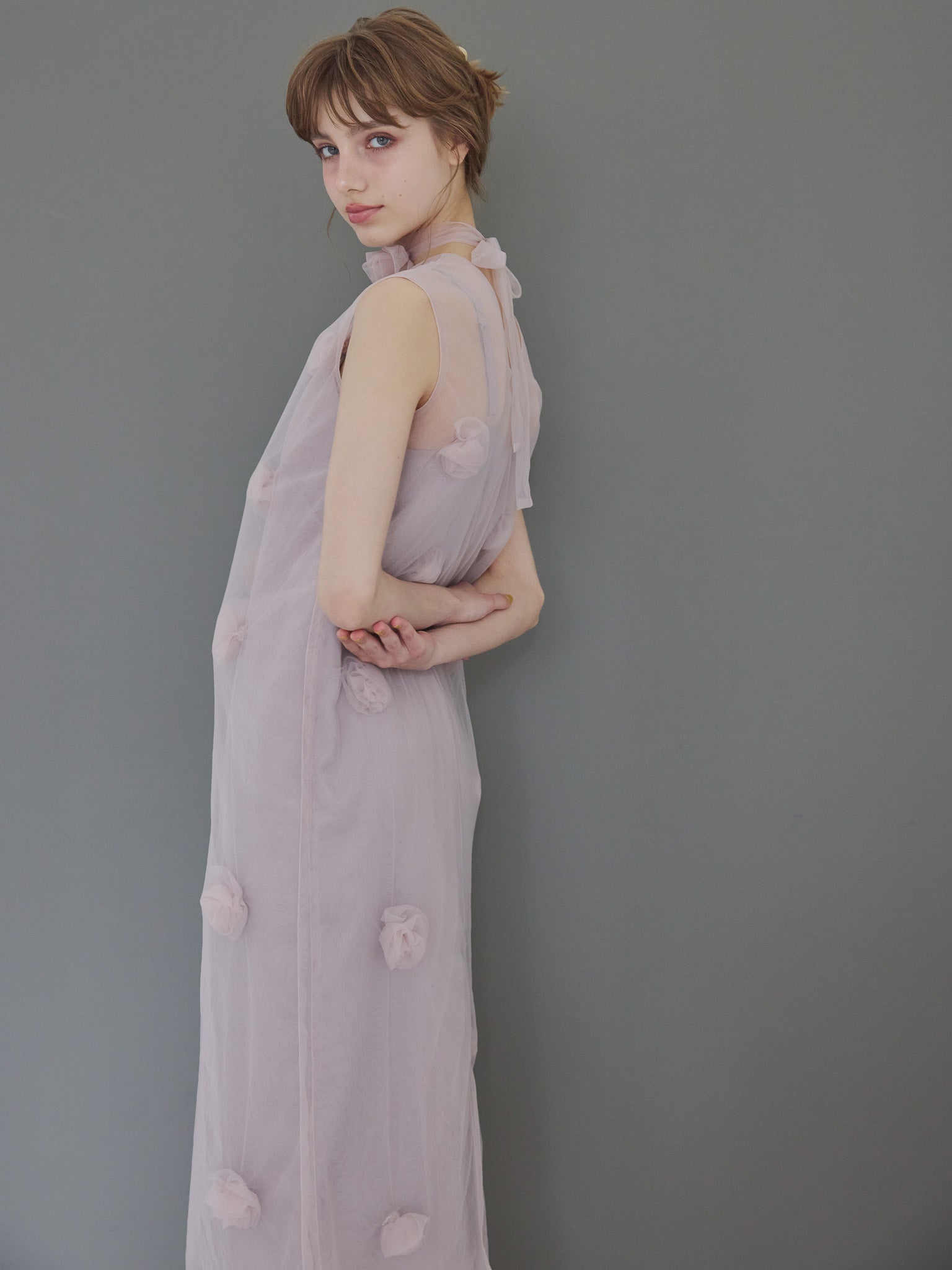 Rose tulle dress ピンク size:M model:175cm MARTA