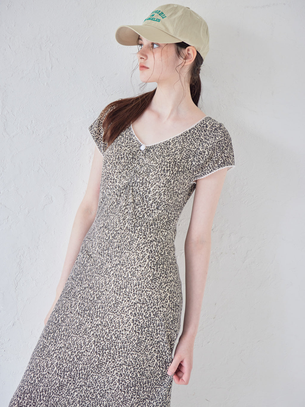 Back open print cut dress ブラウン size:M model:170cm ALICE