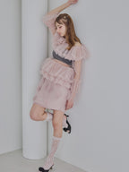 Rose tulle mini skirt ピンク size:M model:175cm MARTA