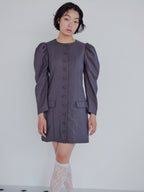 Volume sleeve mini dress グレー size:M model:161cm 富樫かなえ