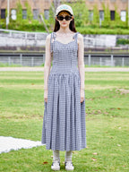 Gingham check back open dress ブラック size:M model:170cm ALICE