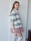 Rugby shirt and frill pants skirt グレー size:M model:171cm ANIUTA