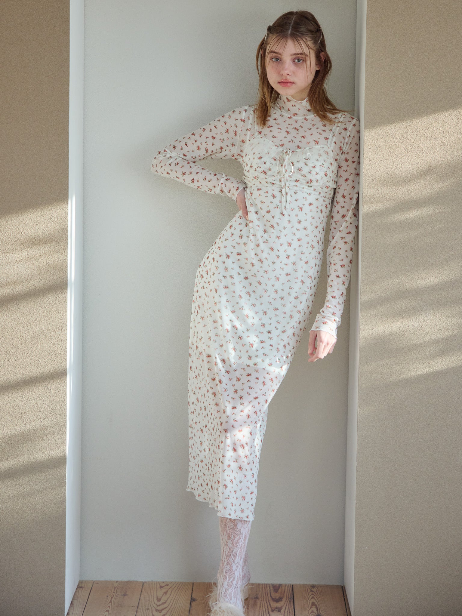 Tulle print dress & bra アイボリー size:M model:174cm KATERYNA