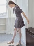 Low waist pleated mini dress グレー size:M model:171cm ANIUTA