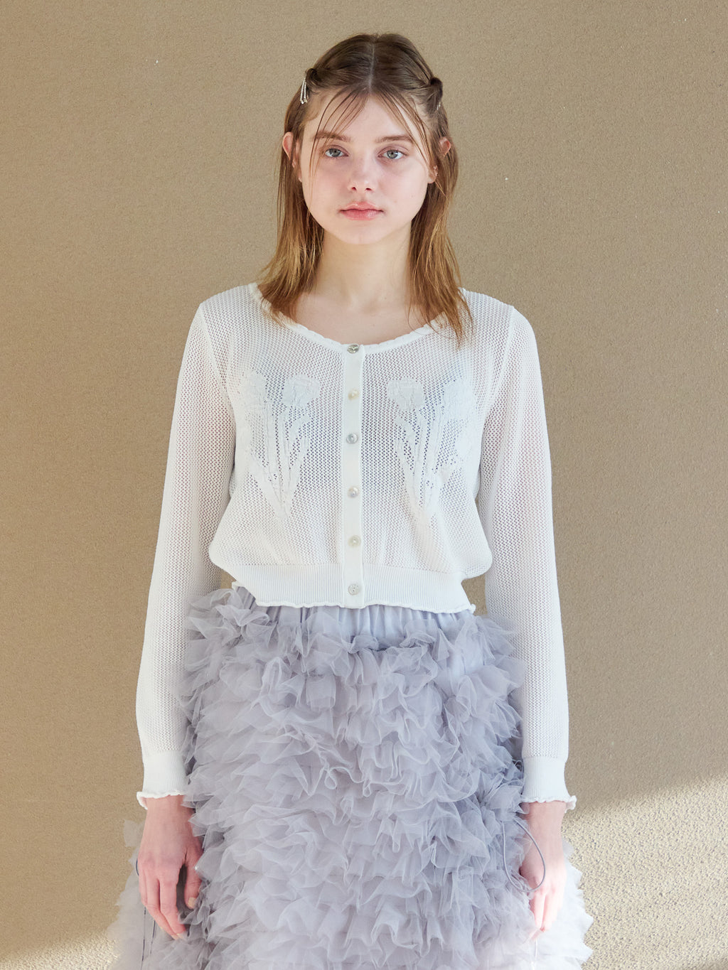 Tulip crochet cardigan ホワイト size:M model:174cm KATERYNA