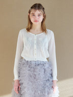 Tulip crochet cardigan ホワイト size:M model:174cm KATERYNA