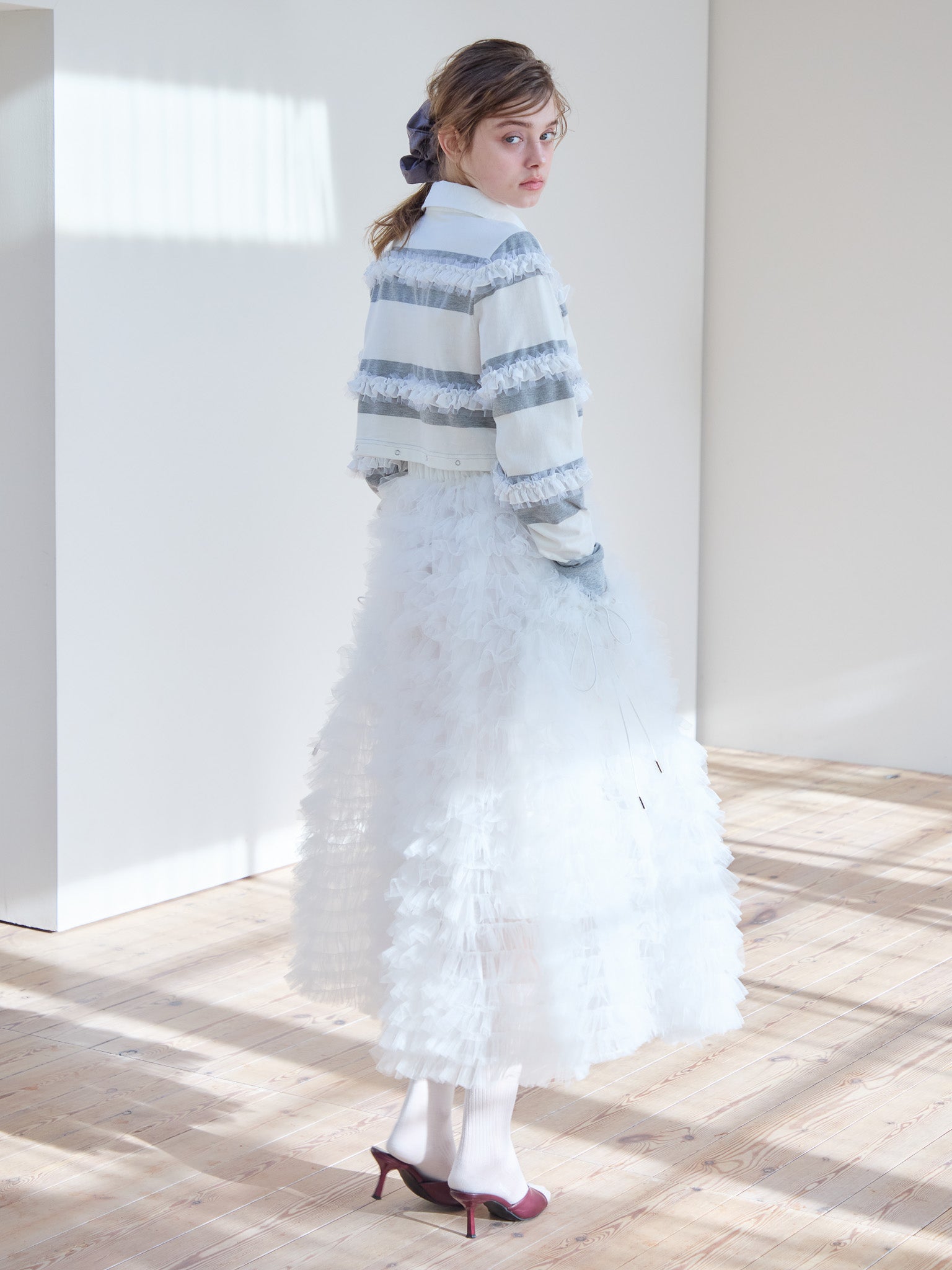 Tulle tiered volume skirt ホワイト size:M model:174cm KATERYNA
