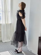 Dot organdy dress ブラック size:M model:171cm ANIUTA