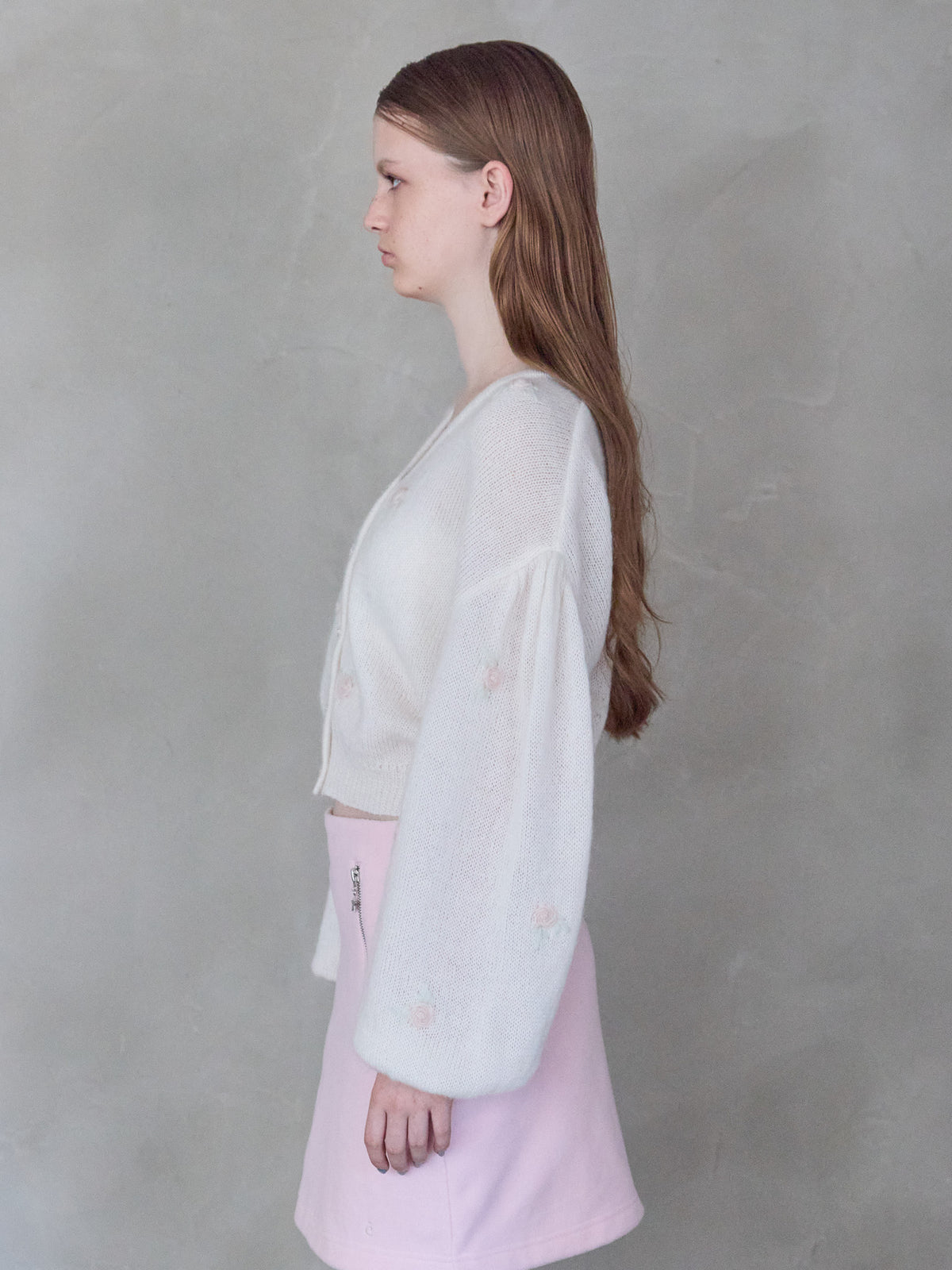 Many rose embroidery cardigan ホワイト size:M model:173cm ALINA