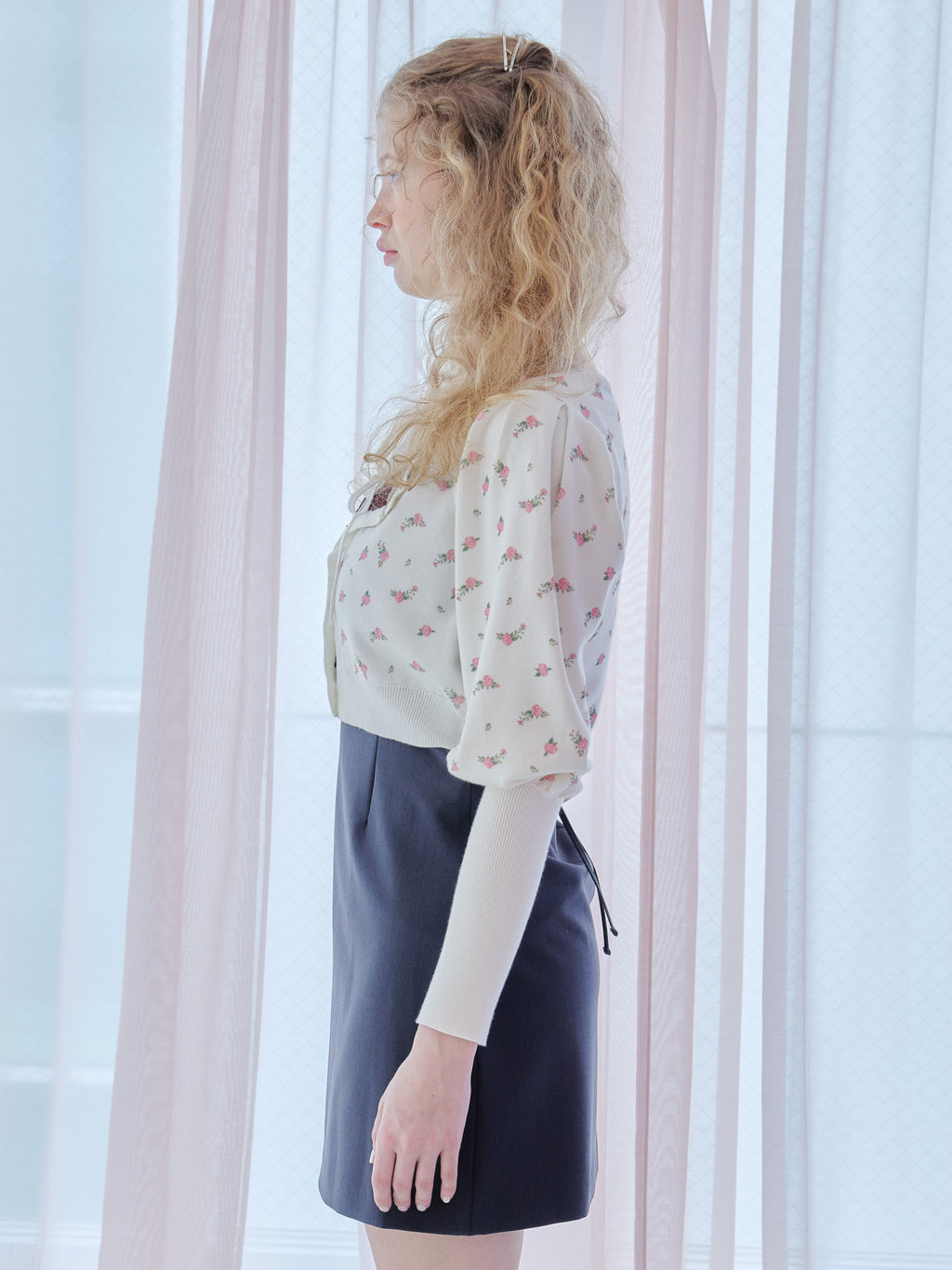 Lace lined cardigan ホワイト size:M model:173cm Olesia