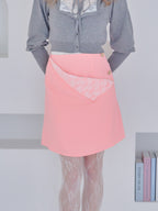 Lace lined mini skirt ピンク size:M model:173cm Olesia