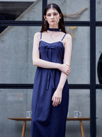 Stripe ribbon tight dress ネイビー size:M model:170cm ALICE