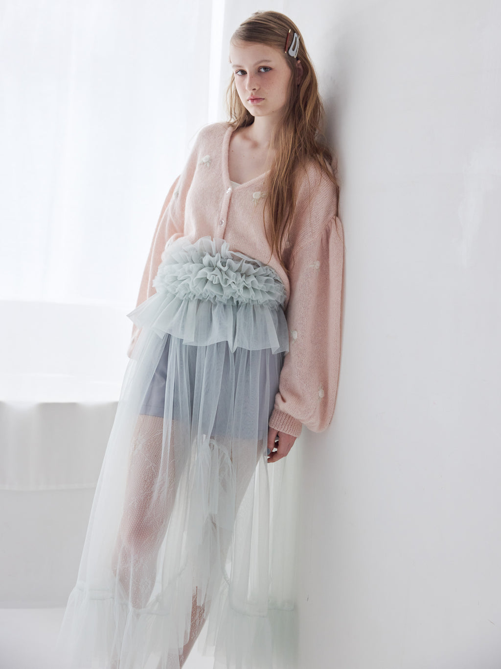 Frill tulle skirt & shorts set ミント size:M model:173cm ALINA
