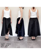 Rose satin docking rib dress ブラック