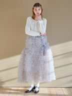 Tulle tiered volume skirt グレー size:M model:174cm KATERYNA
